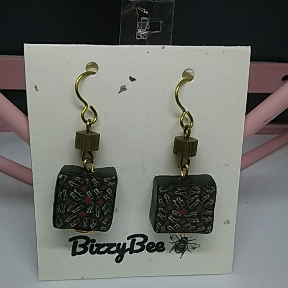 Tiled cat earrings